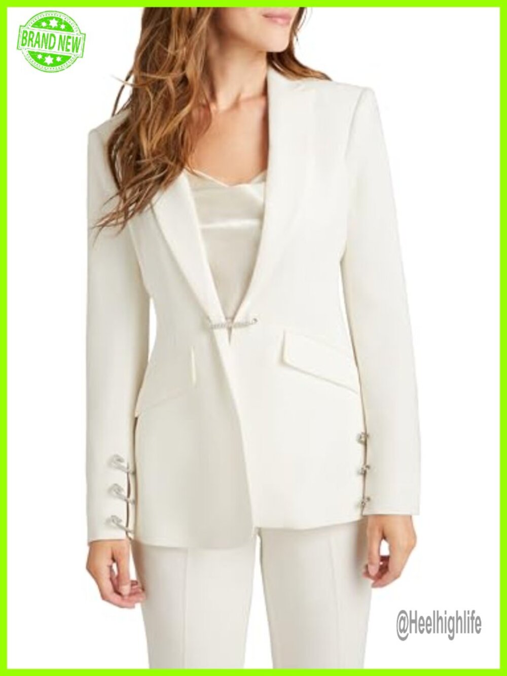 Rhinestone Pin Cheyenne Blazer Triacetate Polyester Notch Collar Formal